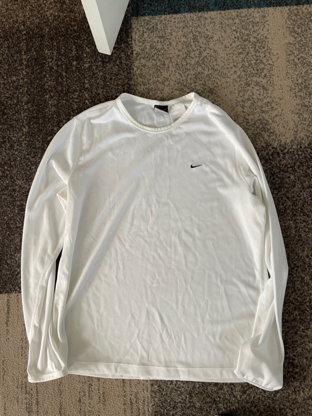 Nike White Long-Sleeve Performance Crew Shirt
